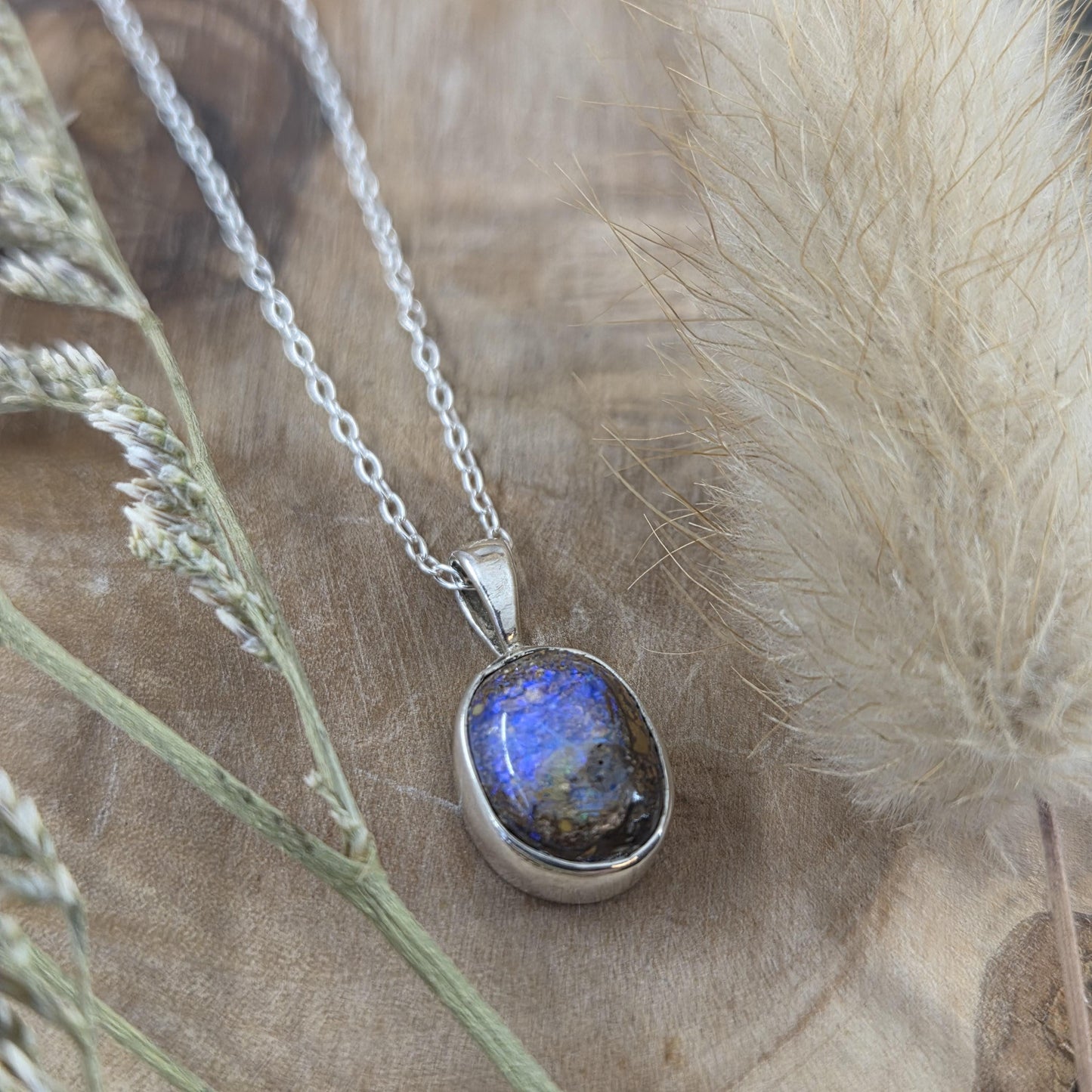 Australian Boulder Opal Pendant: Sterling Silver Gemstone, October Birthstone Jones Stones