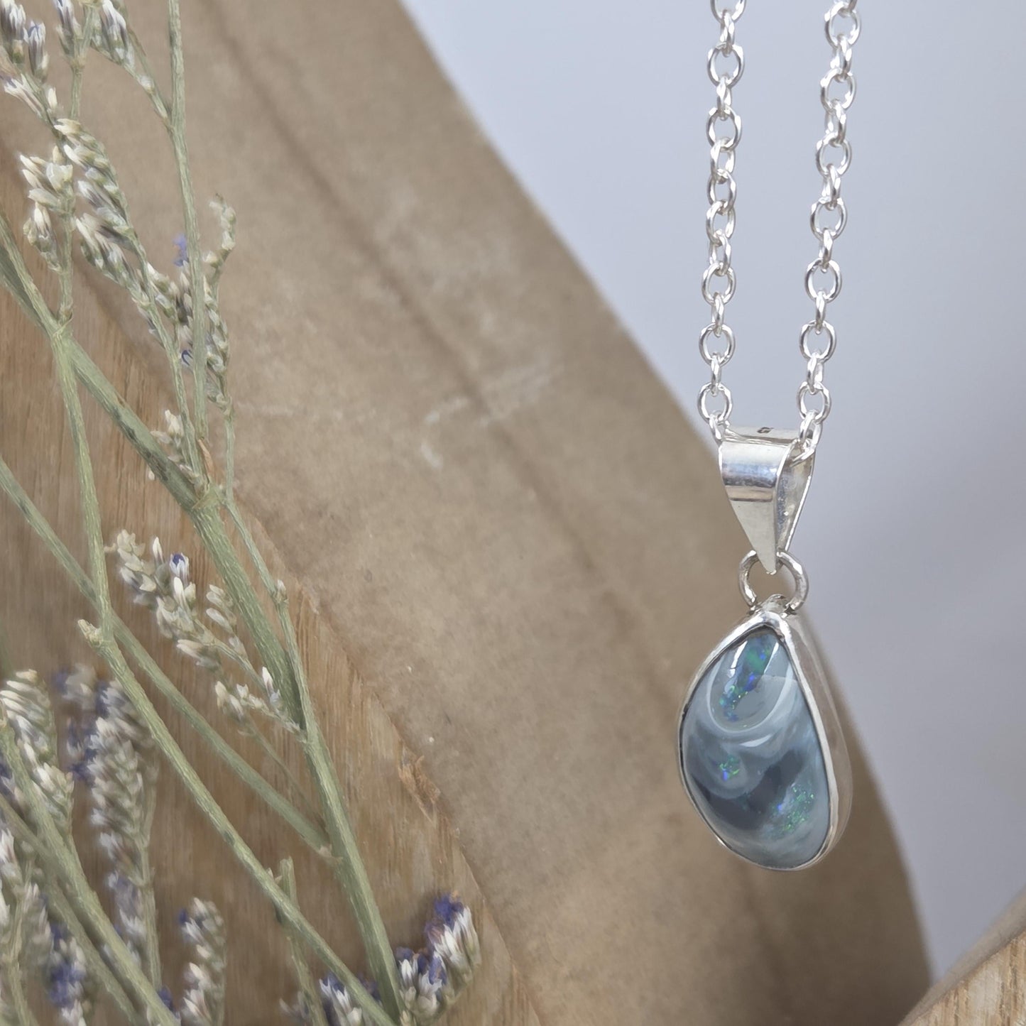 Australian Lightening Ridge Opal Pendant | Natural Opal Pendant | Opal & Silver Pendant | Opal Pendant | Jones Stones