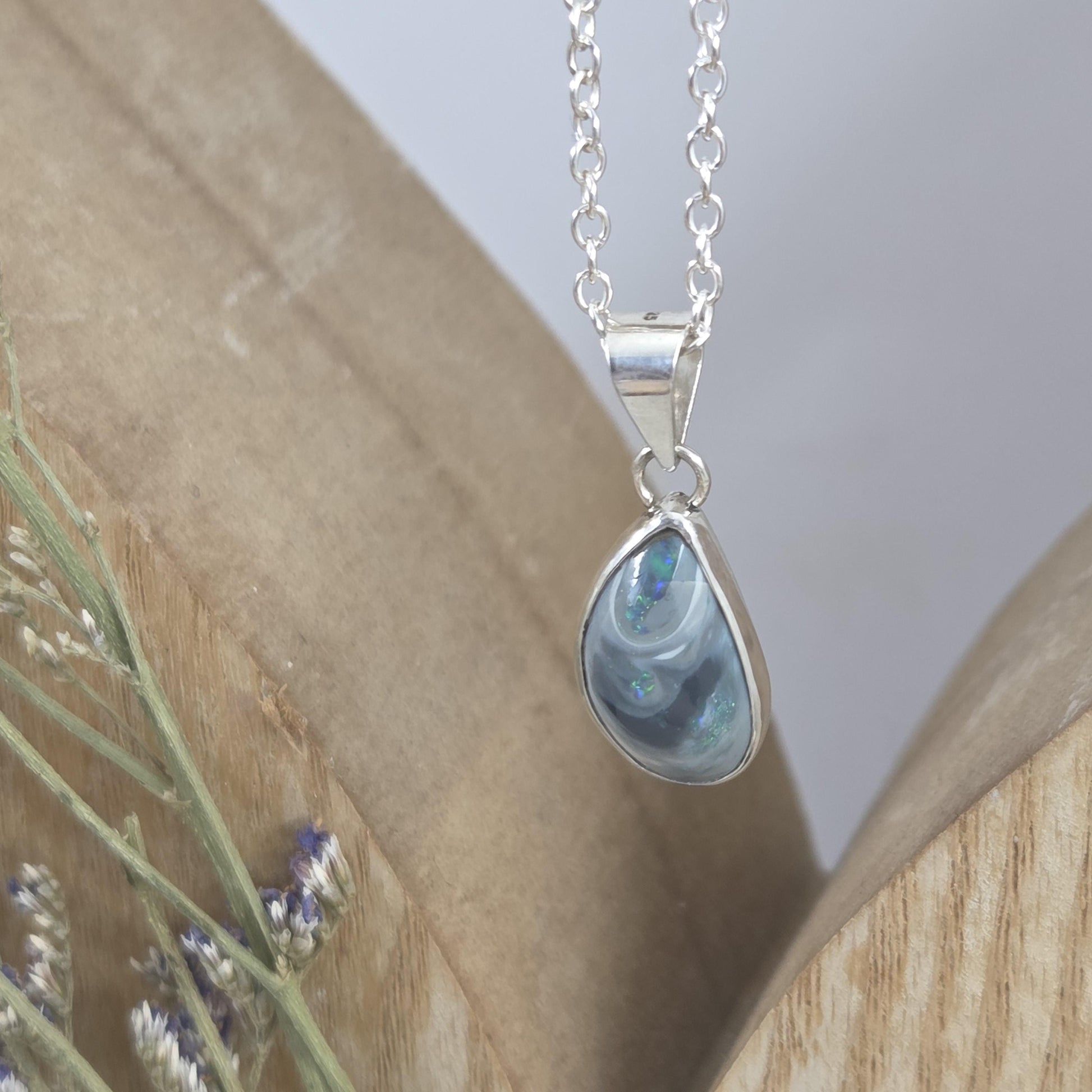 Australian Lightening Ridge Opal Pendant | Natural Opal Pendant | Opal & Silver Pendant | Opal Pendant | Jones Stones