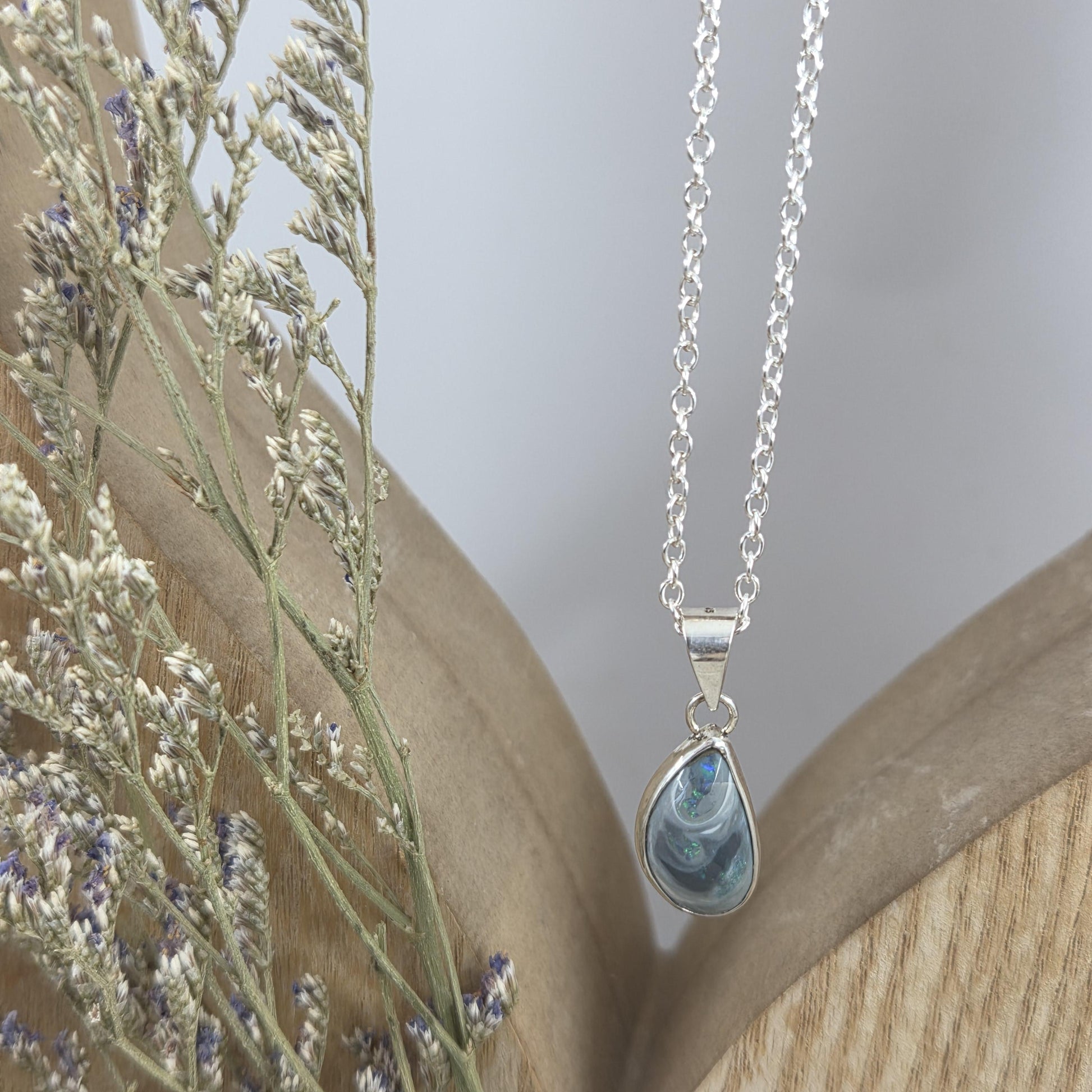 Australian Lightening Ridge Opal Pendant | Natural Opal Pendant | Opal & Silver Pendant | Opal Pendant | Jones Stones