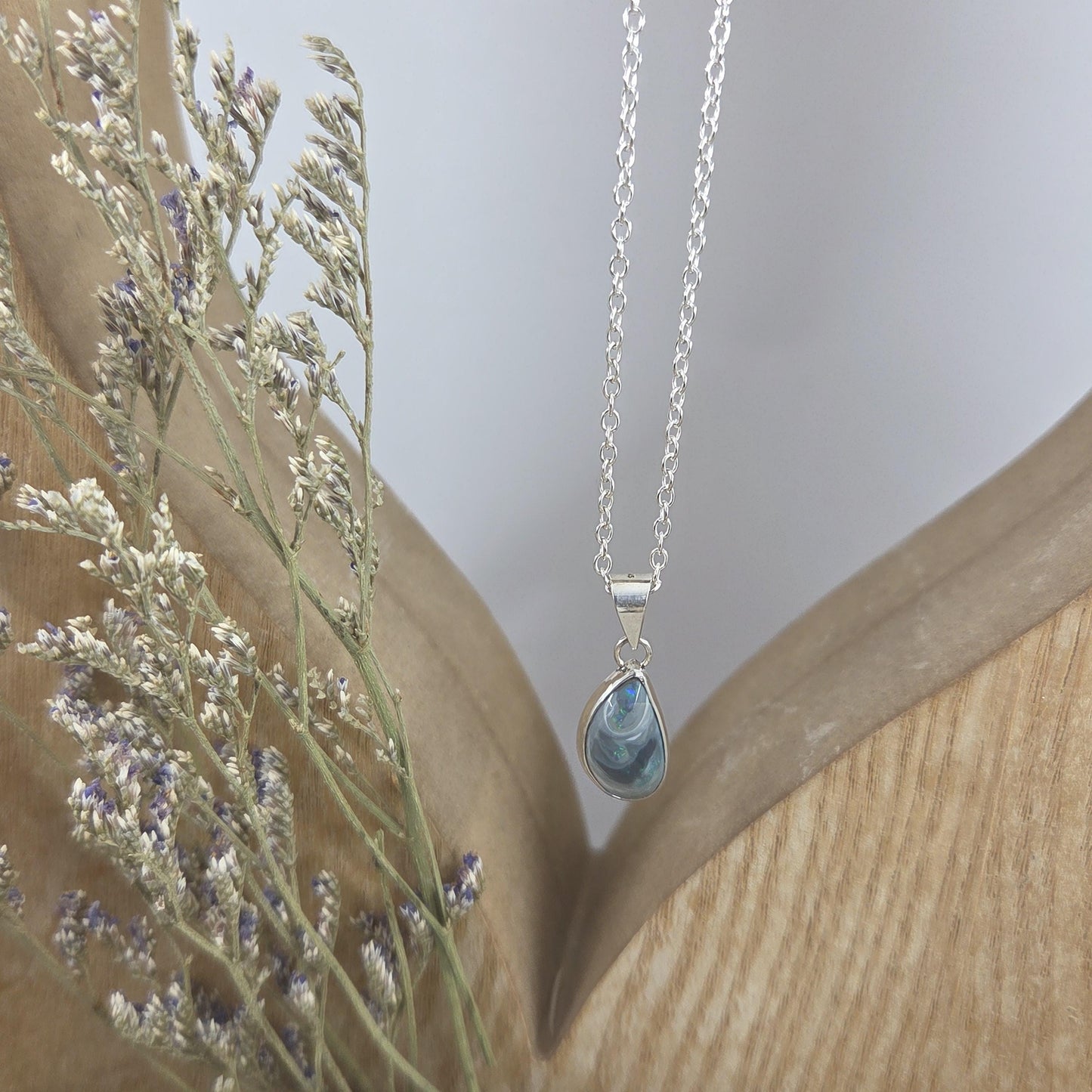 Australian Lightening Ridge Opal Pendant | Natural Opal Pendant | Opal & Silver Pendant | Opal Pendant | Jones Stones