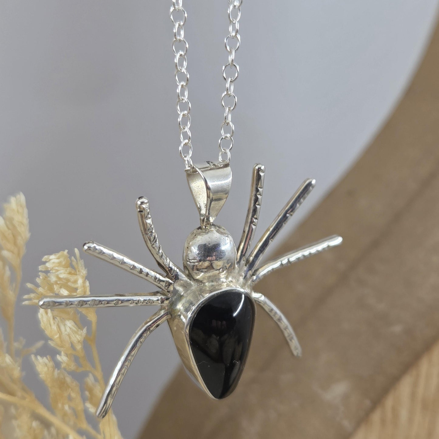Whitby Jet Spider Pendant | Whitby Jet Necklace | Halloween | Whitby Jet | Celtic Jewellery | Handmade Pendant | Spider Necklace Jones Stones