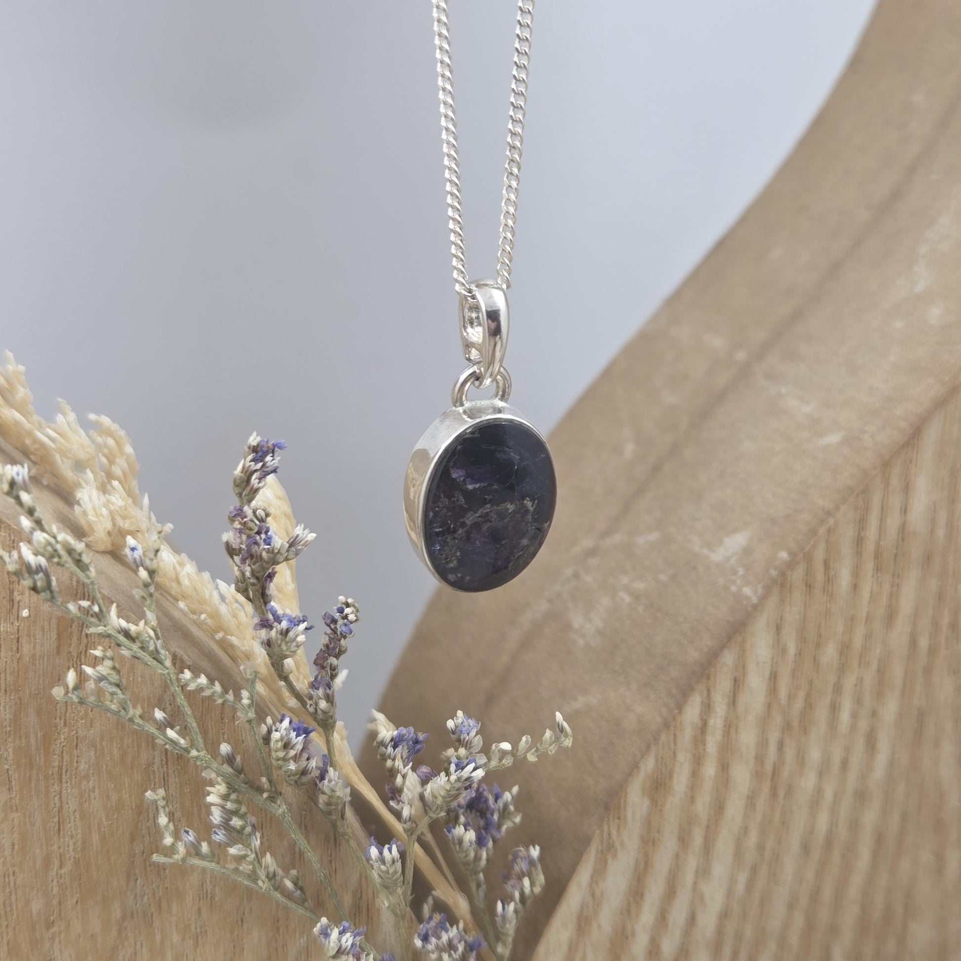 Blue John Pendant: Sterling Silver Derbyshire Fluorite Necklace Jones Stones