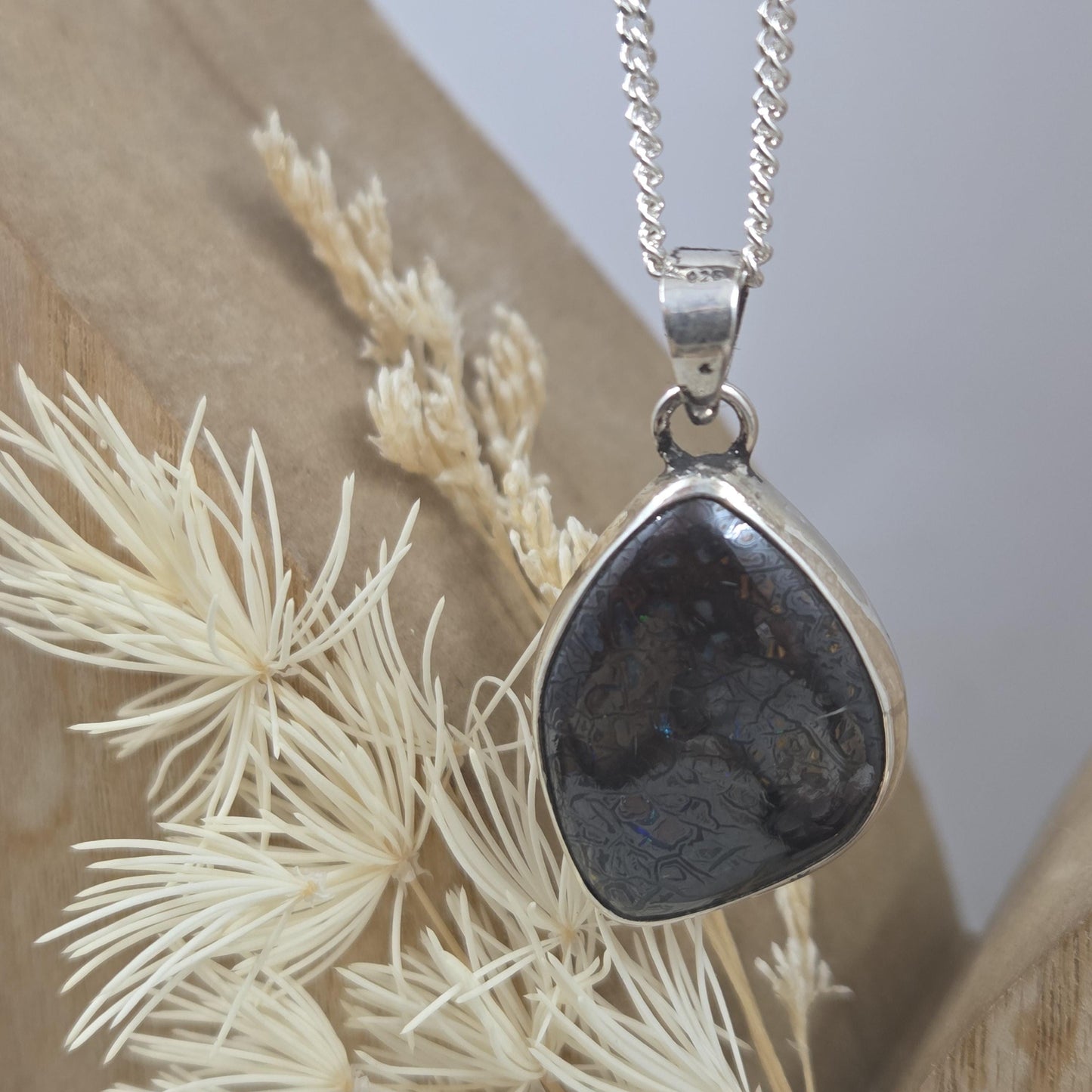 Handmade Sterling Silver Australian Boulder Opal Pendant Jones Stones