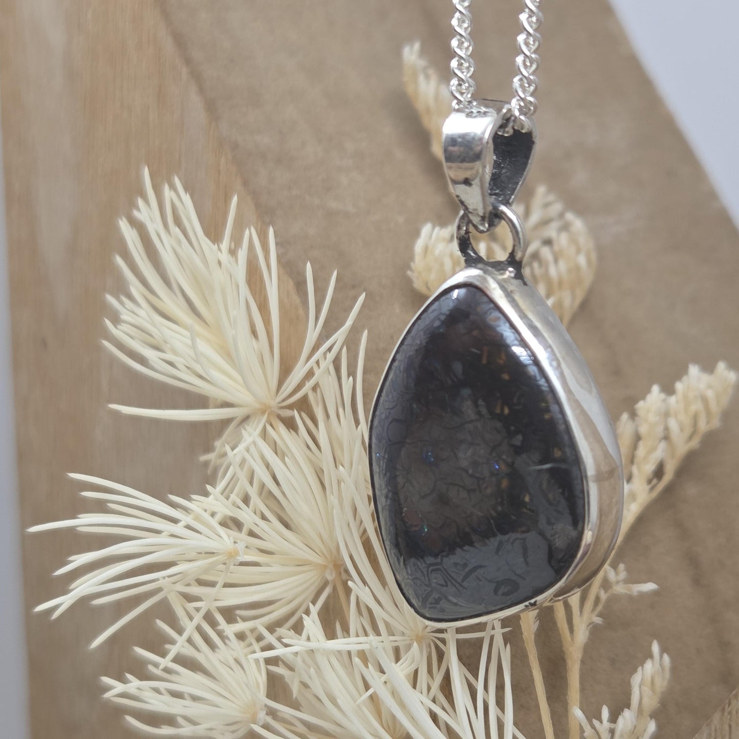 Handmade Sterling Silver Australian Boulder Opal Pendant Jones Stones