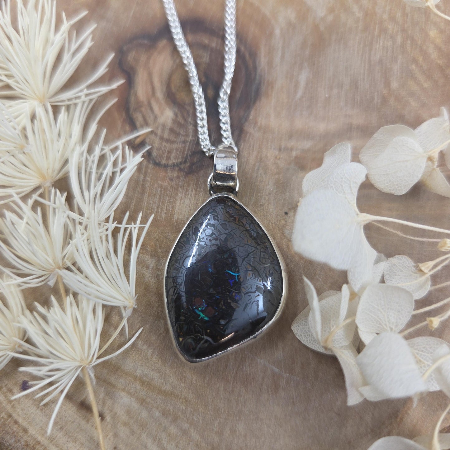 Handmade Sterling Silver Australian Boulder Opal Pendant Jones Stones