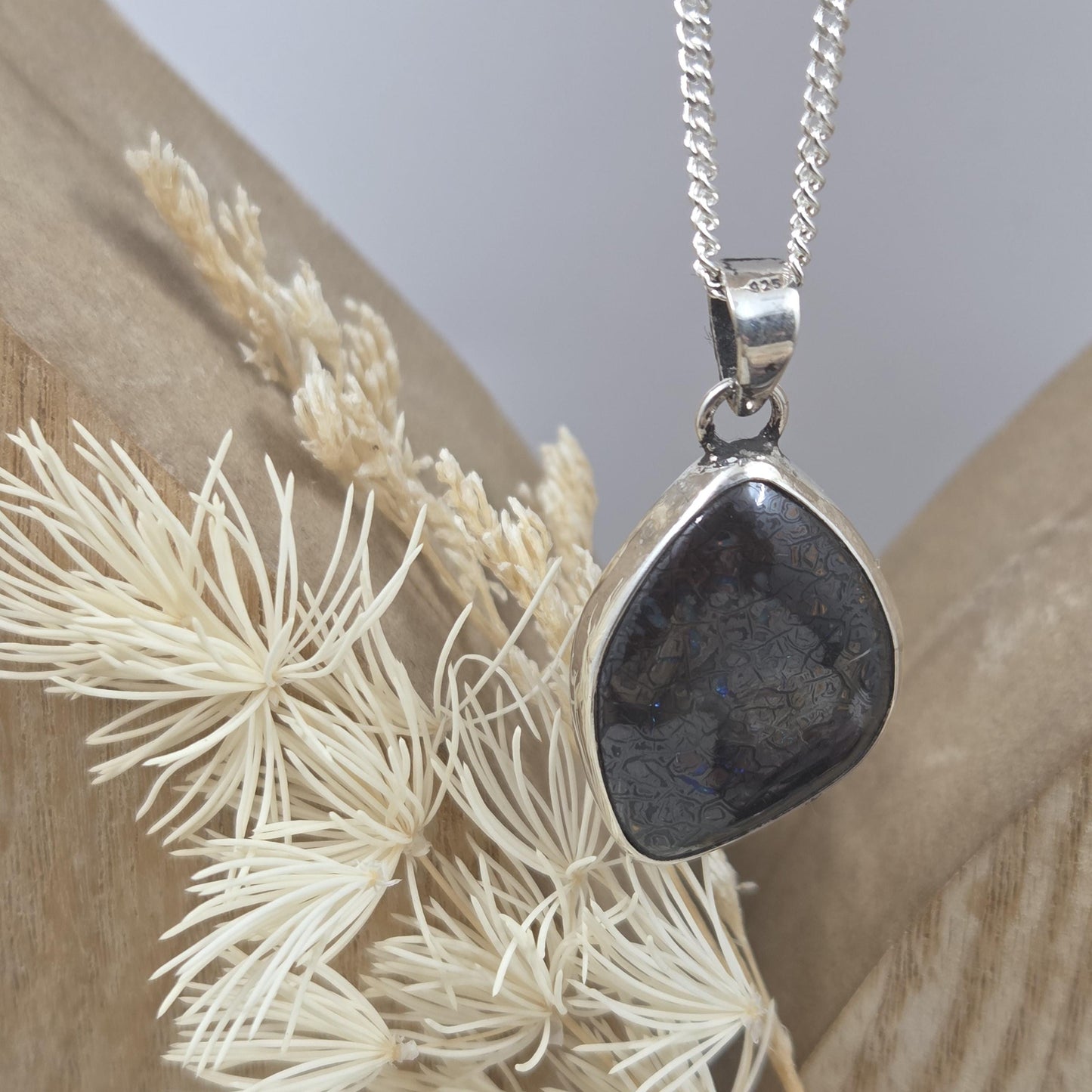 Handmade Sterling Silver Australian Boulder Opal Pendant Jones Stones