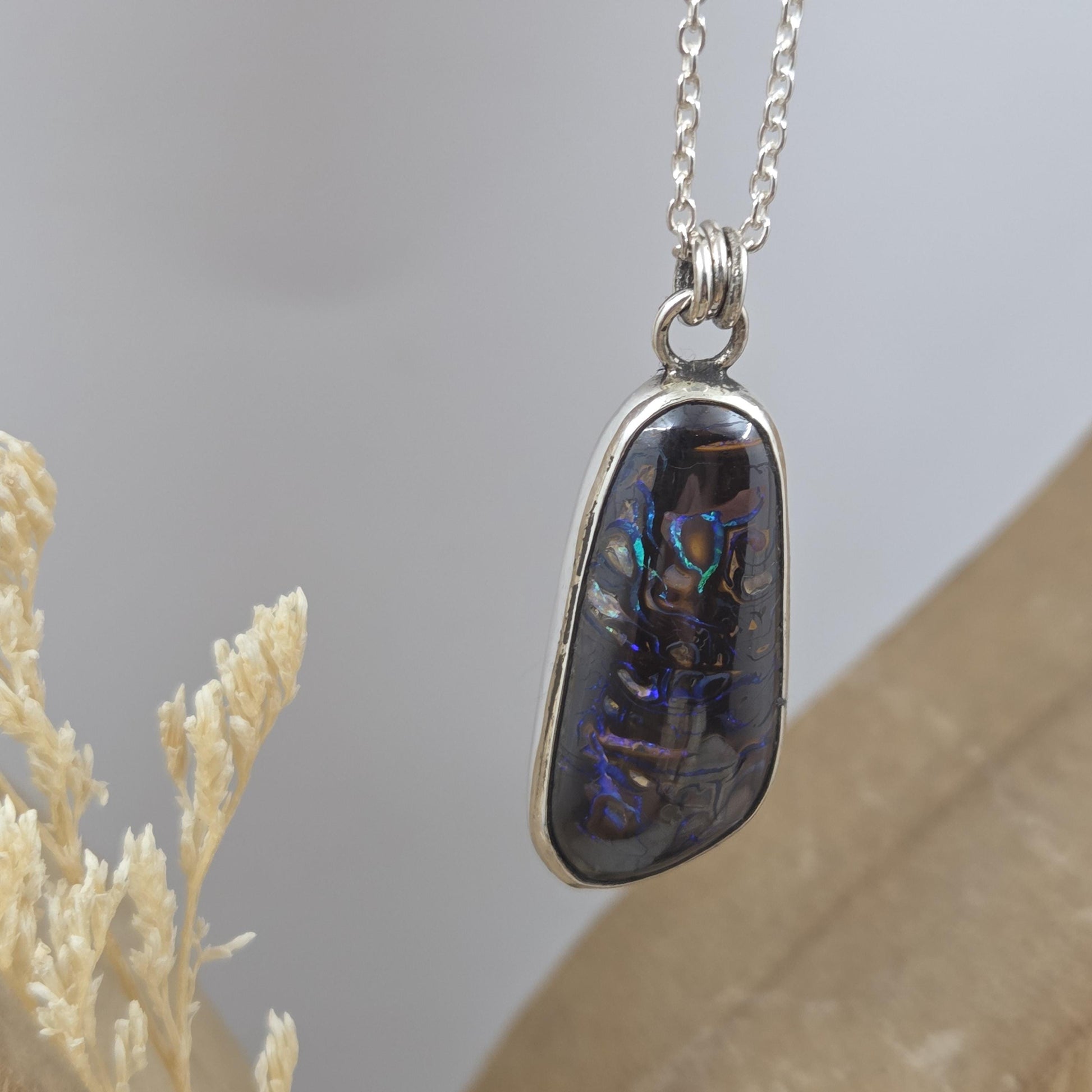 Handmade Sterling Silver Australian Boulder Opal Pendant Jones Stones