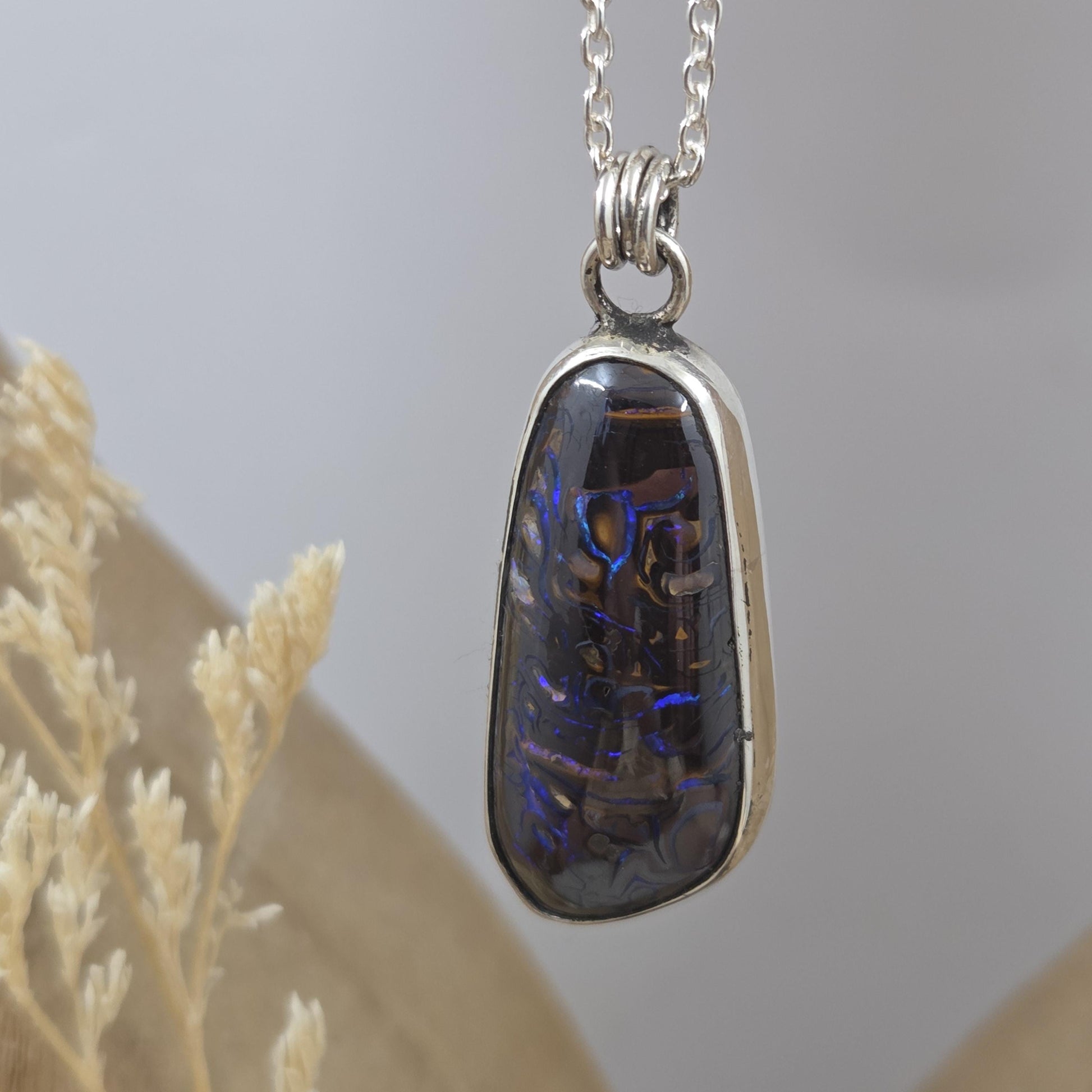 Handmade Sterling Silver Australian Boulder Opal Pendant Jones Stones