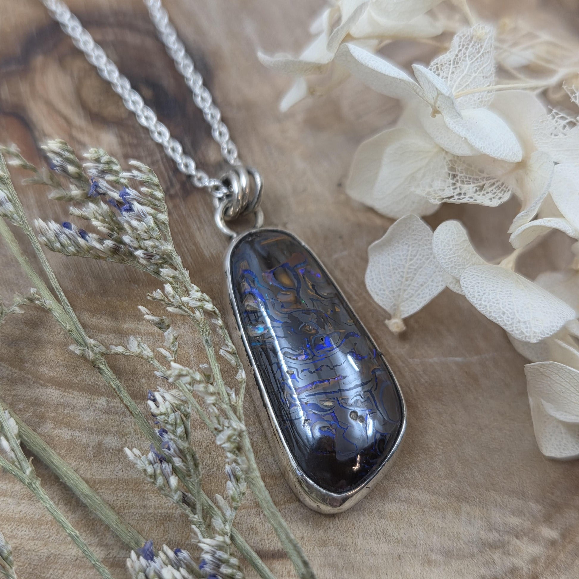 Handmade Sterling Silver Australian Boulder Opal Pendant Jones Stones