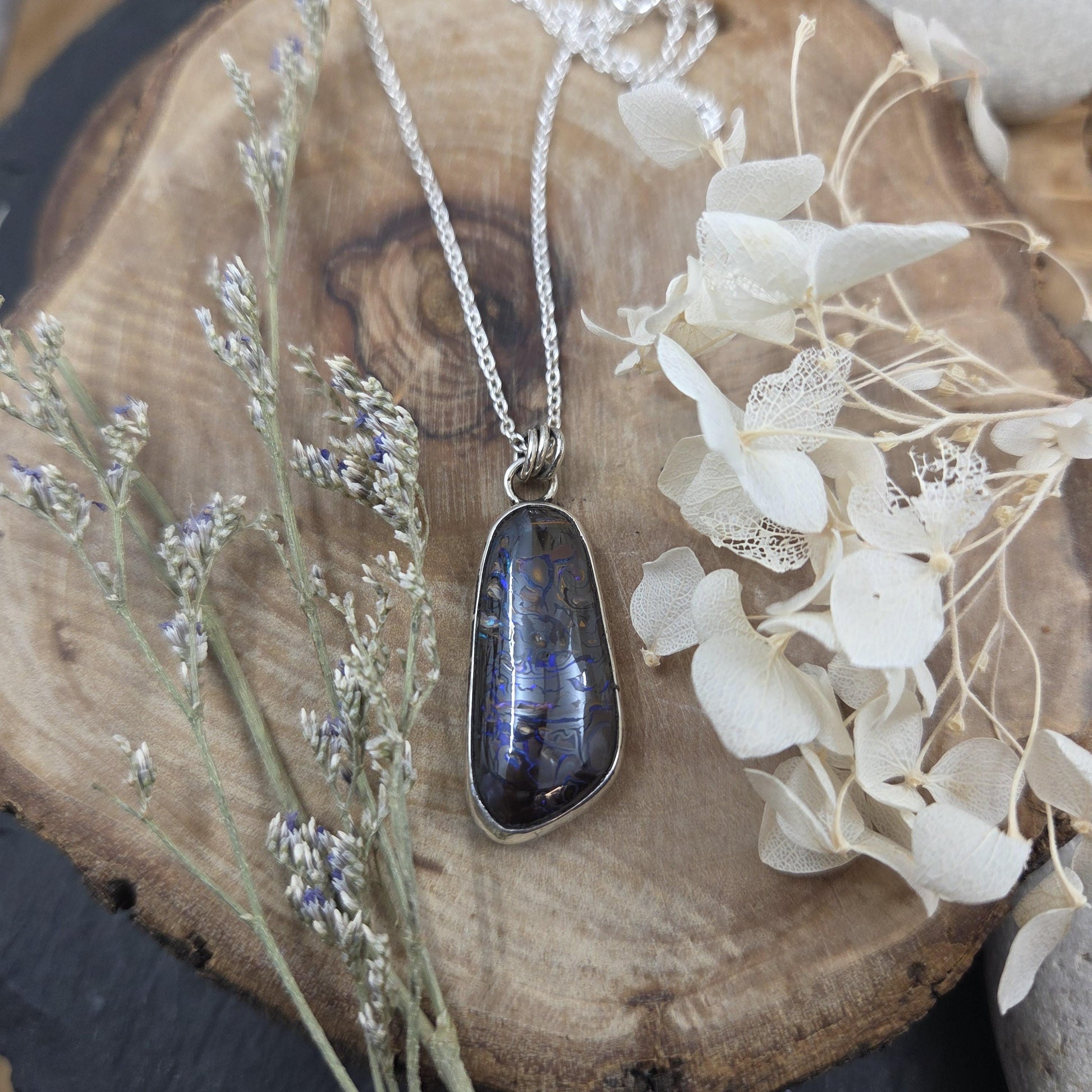 Handmade Sterling Silver Australian Boulder Opal Pendant Jones Stones