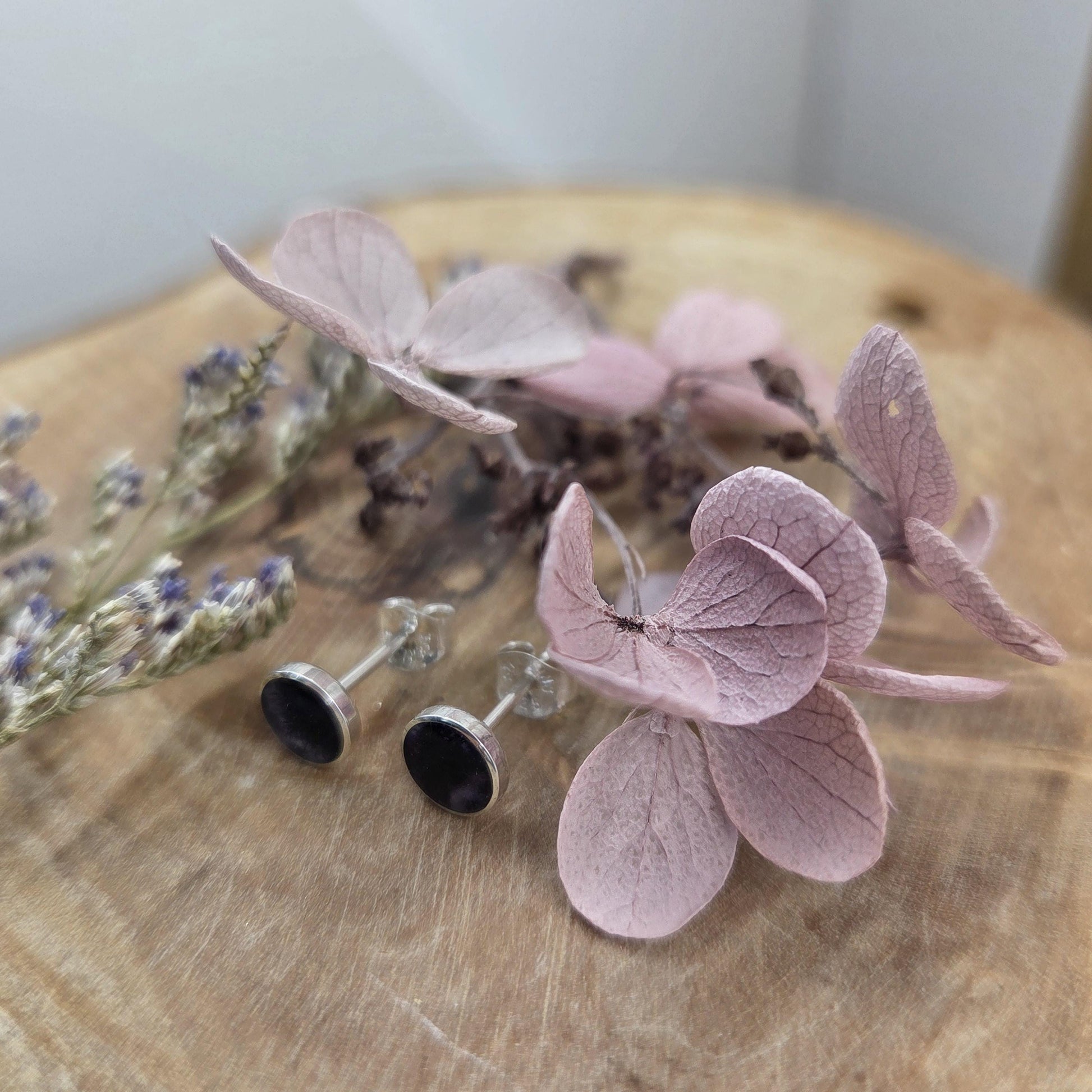 Blue John Stud Earrings: Handmade Sterling Silver 6mm Derbyshire Spar BJ8 Jones Stones