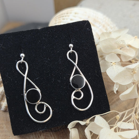 Handmade Whitby Jet Sterling Silver Drop Earrings Jones Stones