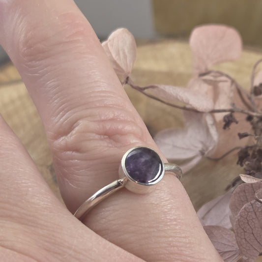 Sterling Silver Blue John Ring - Size O Jones Stones