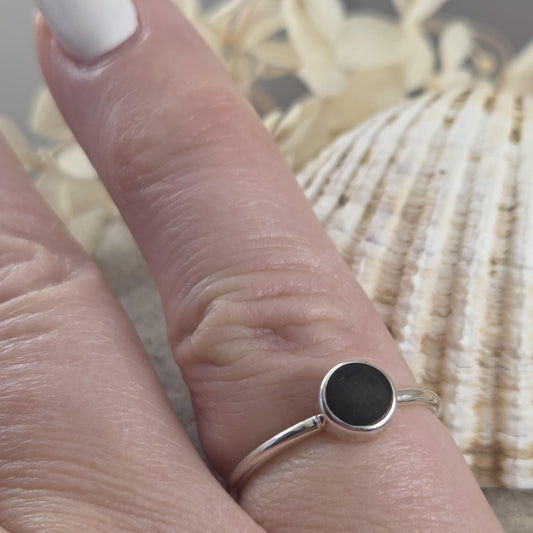 Whitby Jet Stacker Silver Ring - Size M  | Whitby Jet Necklace | Whitby Jet | Celtic Jewellery | Handmade Ring | Ring Jones Stones