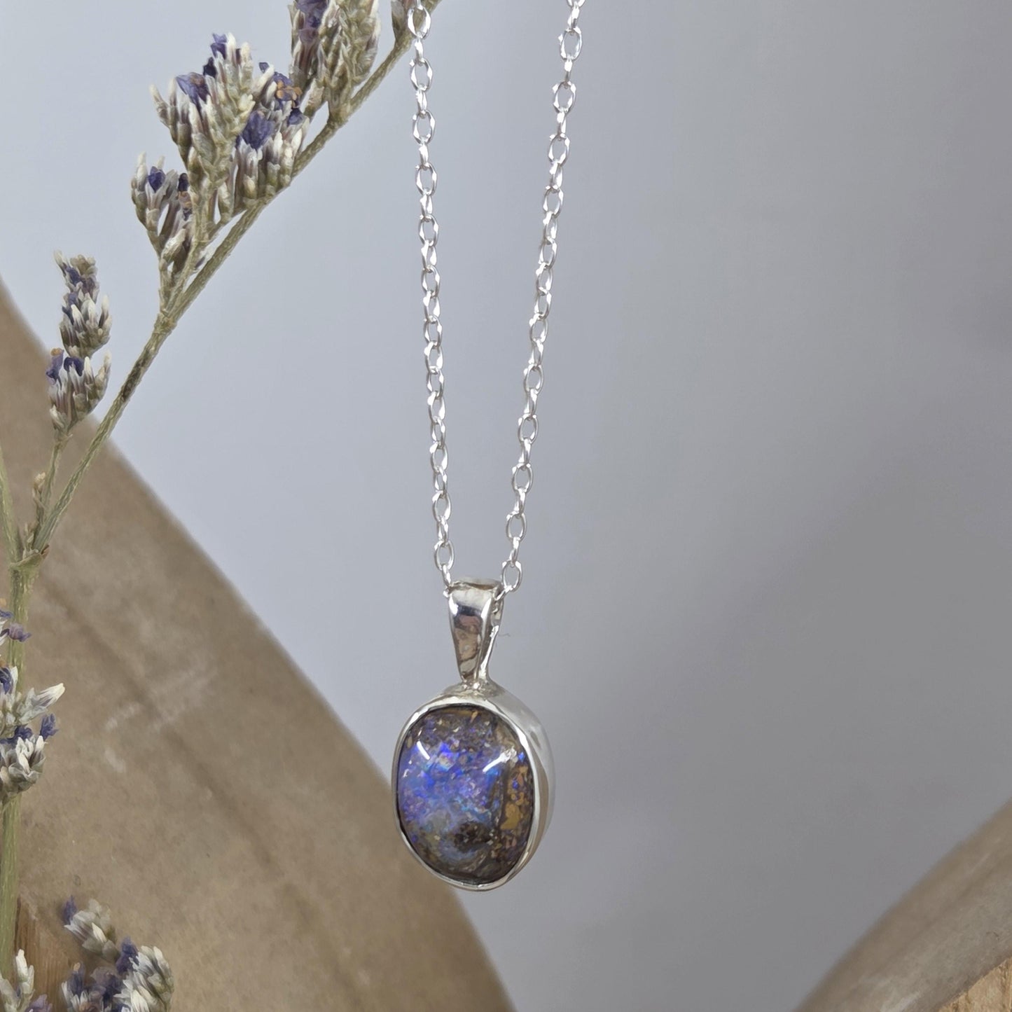 Australian Boulder Opal Pendant: Sterling Silver Gemstone, October Birthstone Jones Stones