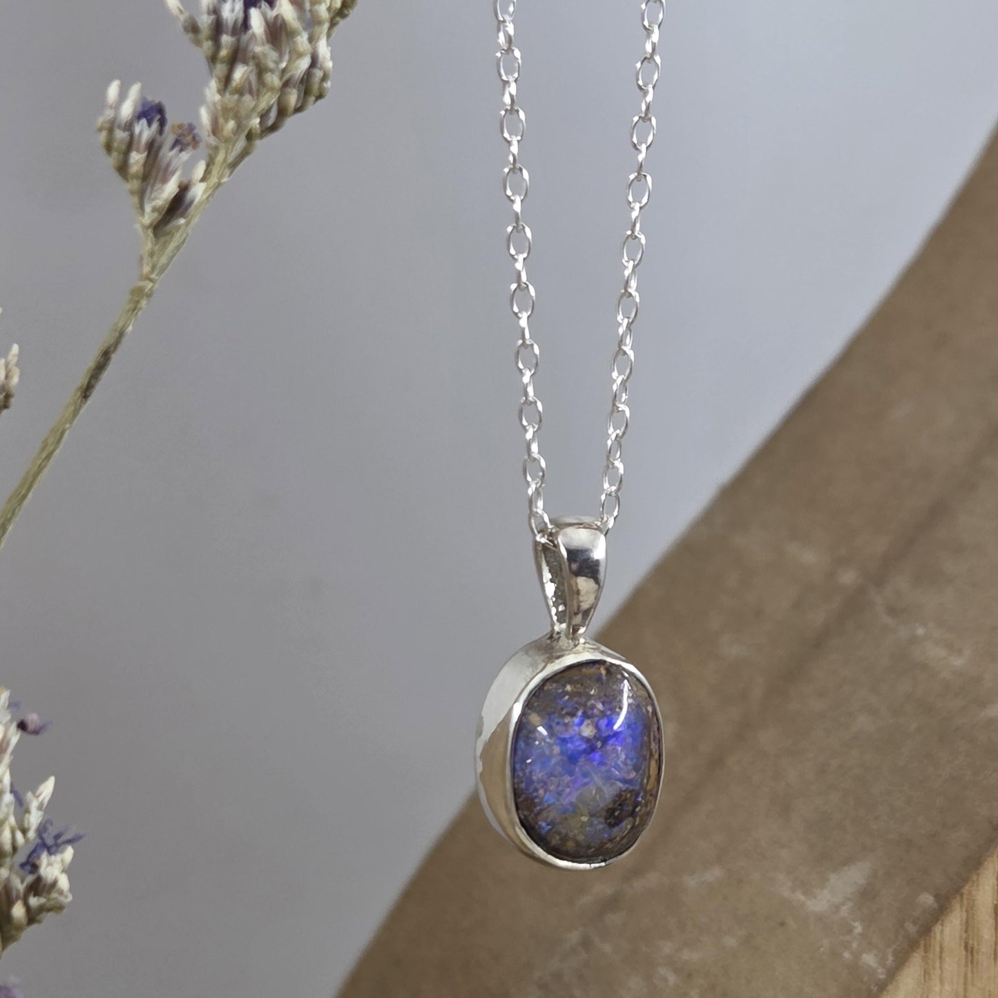 Australian Boulder Opal Pendant: Sterling Silver Gemstone, October Birthstone Jones Stones