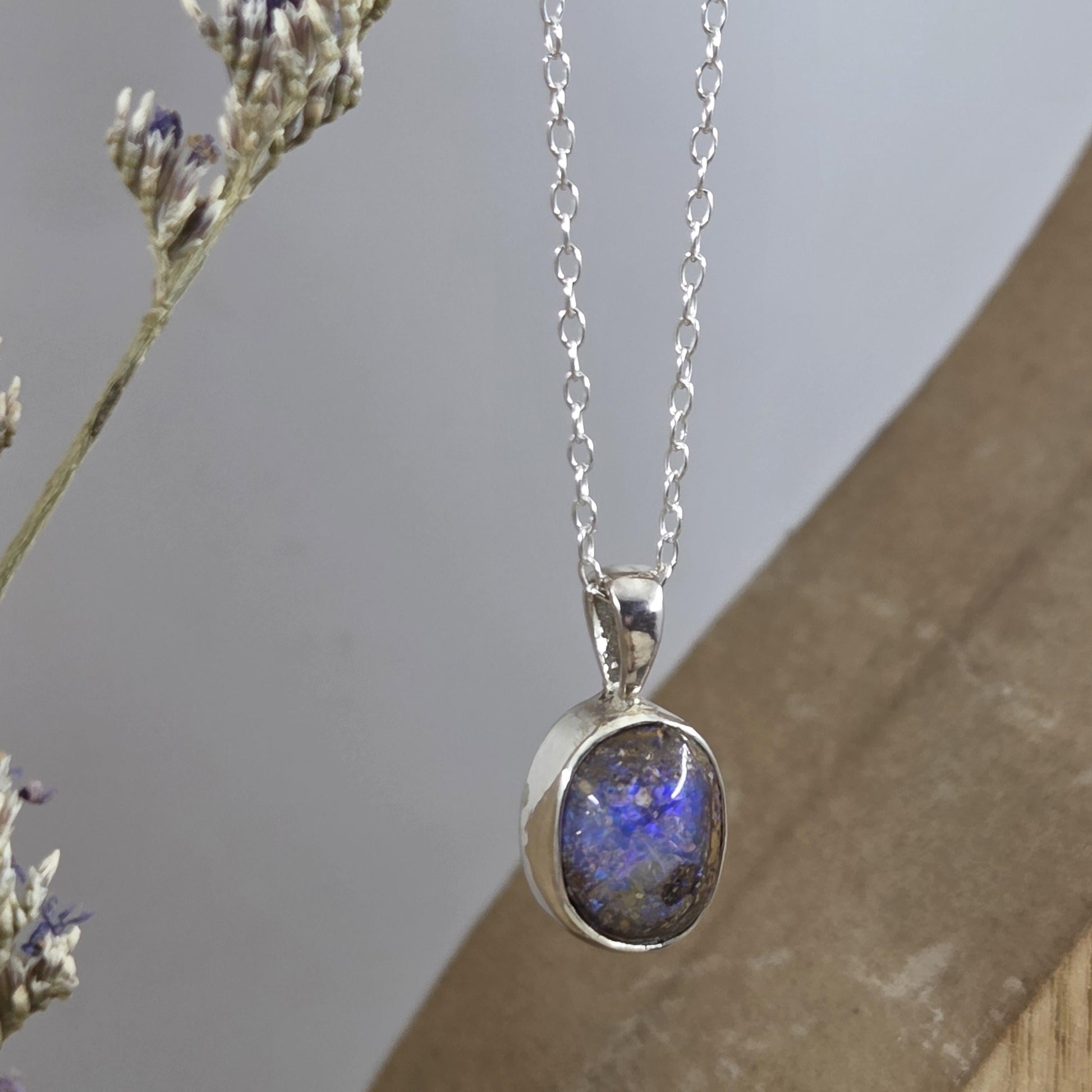 Australian Boulder Opal Pendant: Sterling Silver Gemstone, October Birthstone Jones Stones