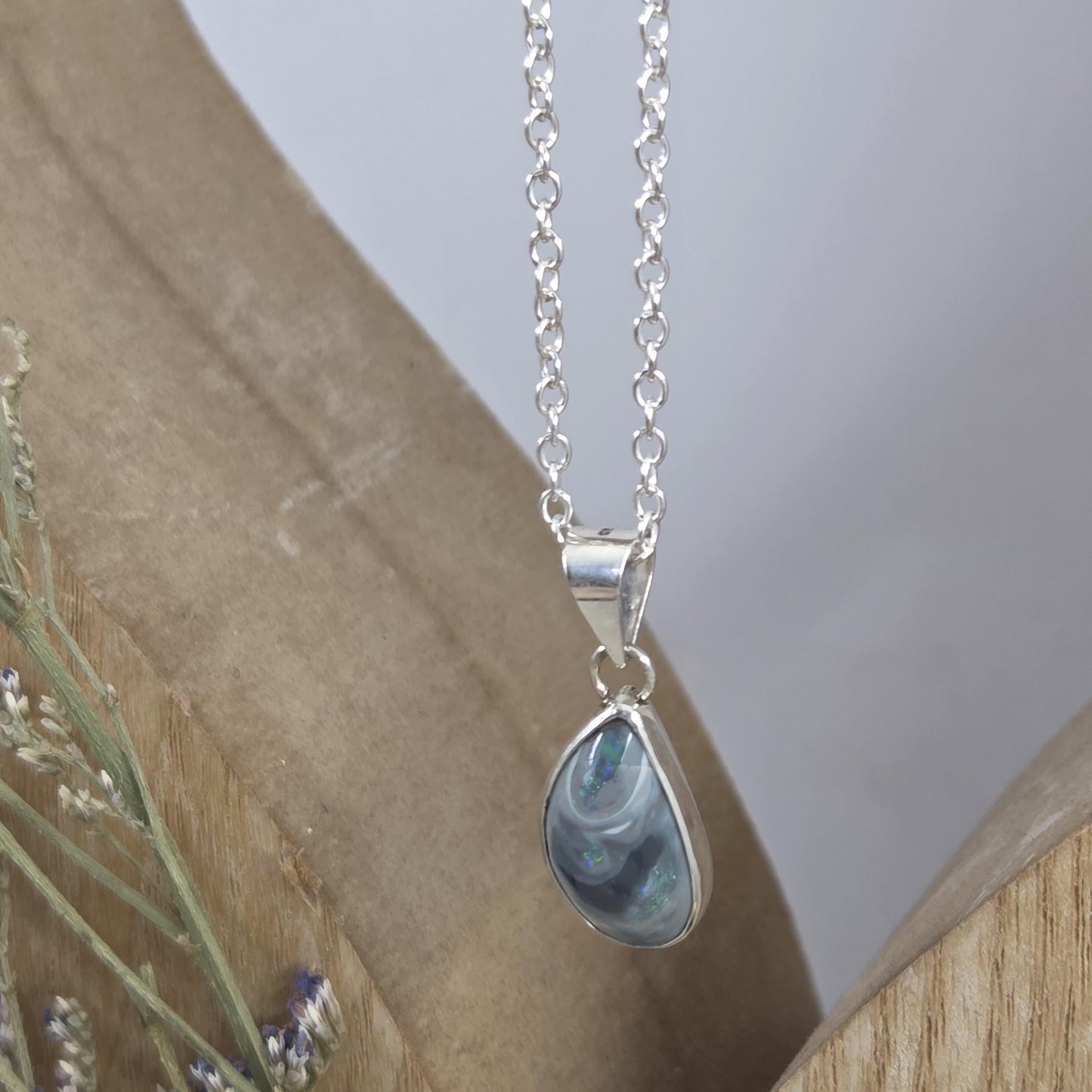 Australian Lightening Ridge Opal Pendant | Natural Opal Pendant | Opal & Silver Pendant | Opal Pendant | Jones Stones