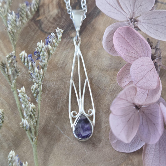 Blue John | Blue John Art Deco Style Pendant | Blue John Necklace | Blue John Jewellery Jones Stones