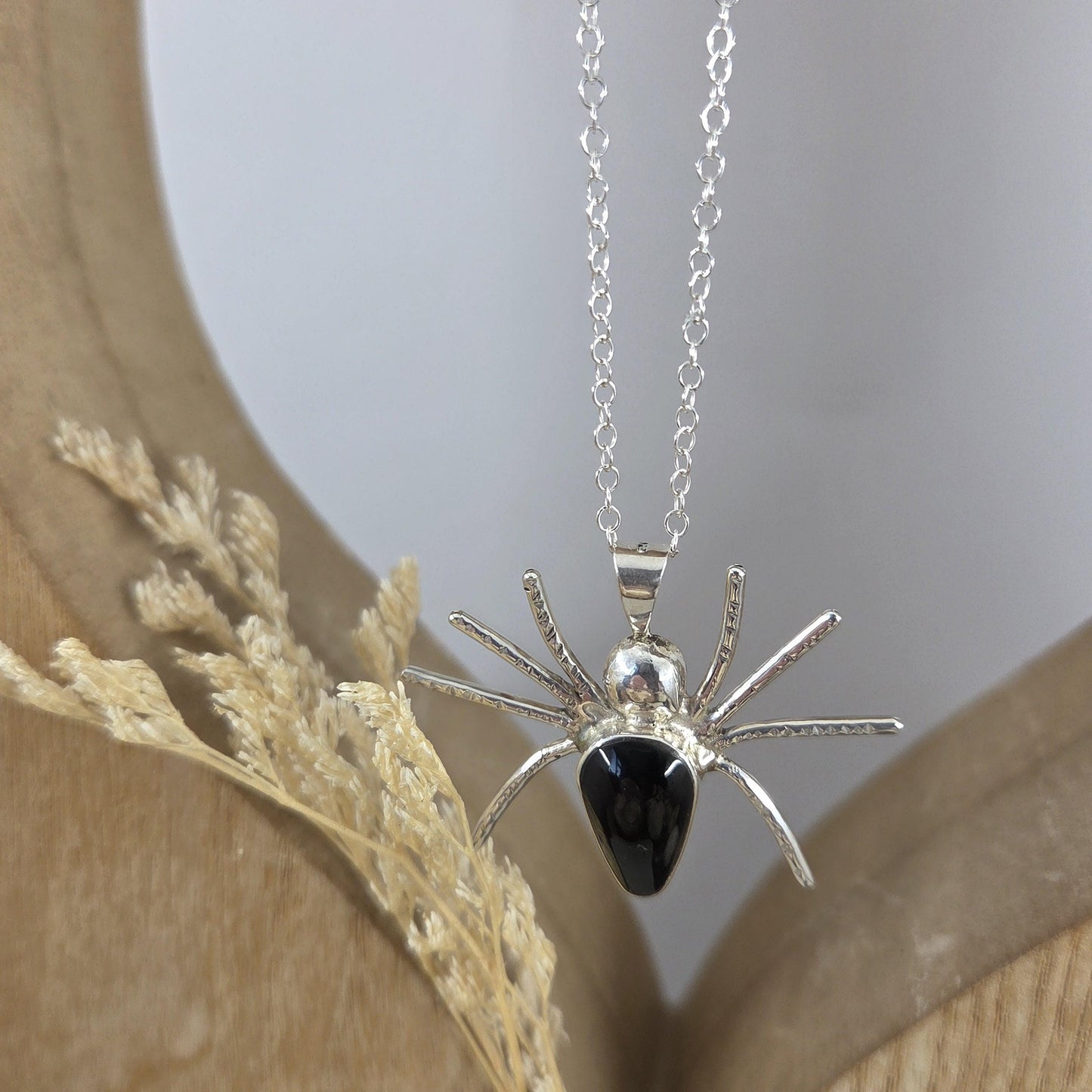 Whitby Jet Spider Pendant | Whitby Jet Necklace | Halloween | Whitby Jet | Celtic Jewellery | Handmade Pendant | Spider Necklace Jones Stones