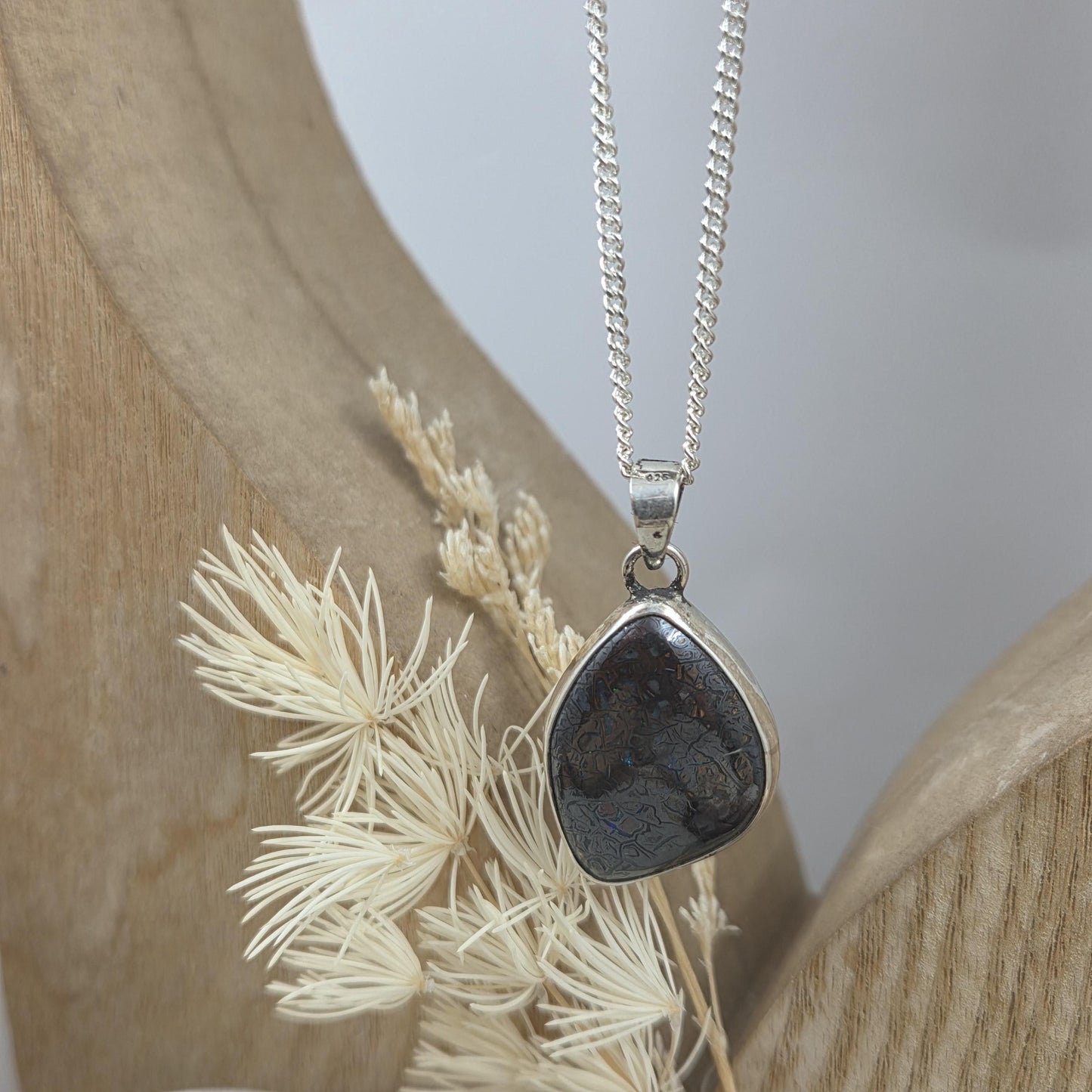 Handmade Sterling Silver Australian Boulder Opal Pendant Jones Stones