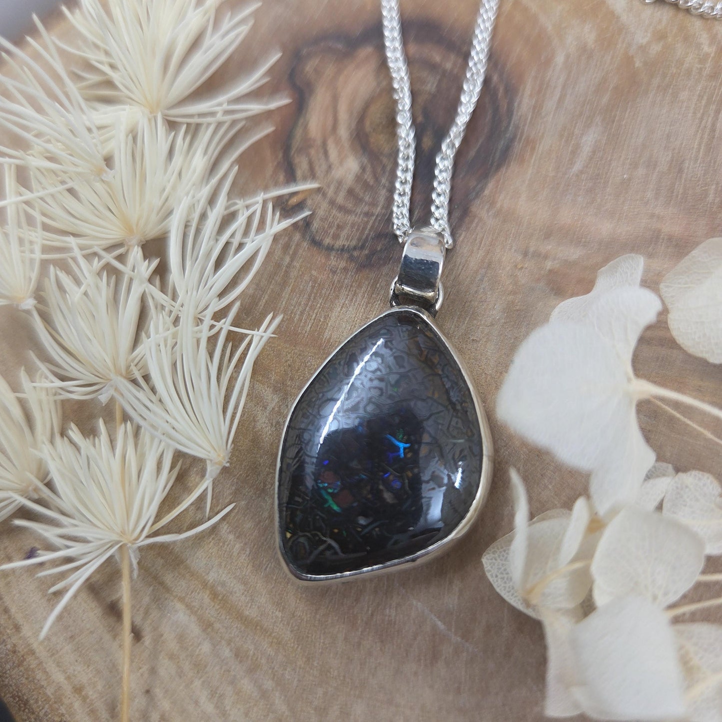 Handmade Sterling Silver Australian Boulder Opal Pendant Jones Stones