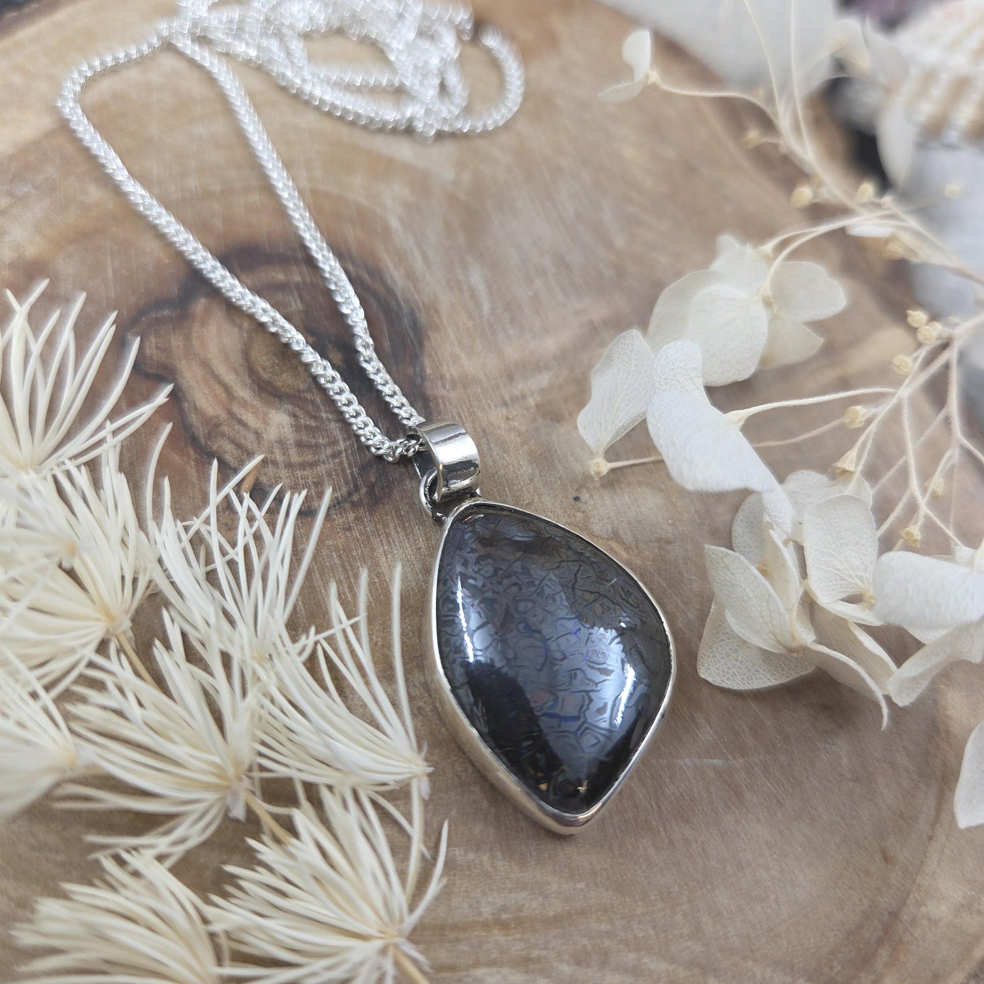 Handmade Sterling Silver Australian Boulder Opal Pendant Jones Stones