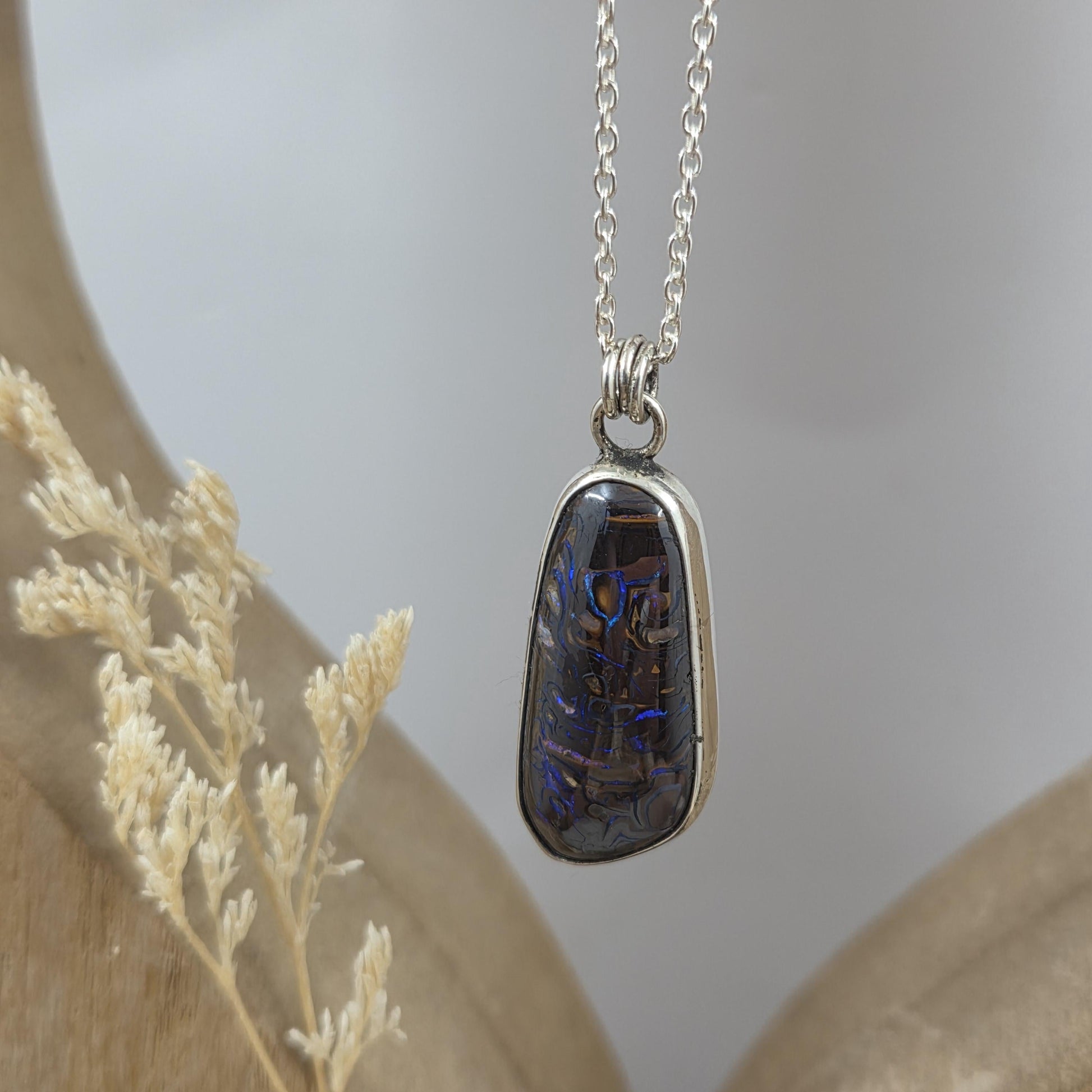 Handmade Sterling Silver Australian Boulder Opal Pendant Jones Stones