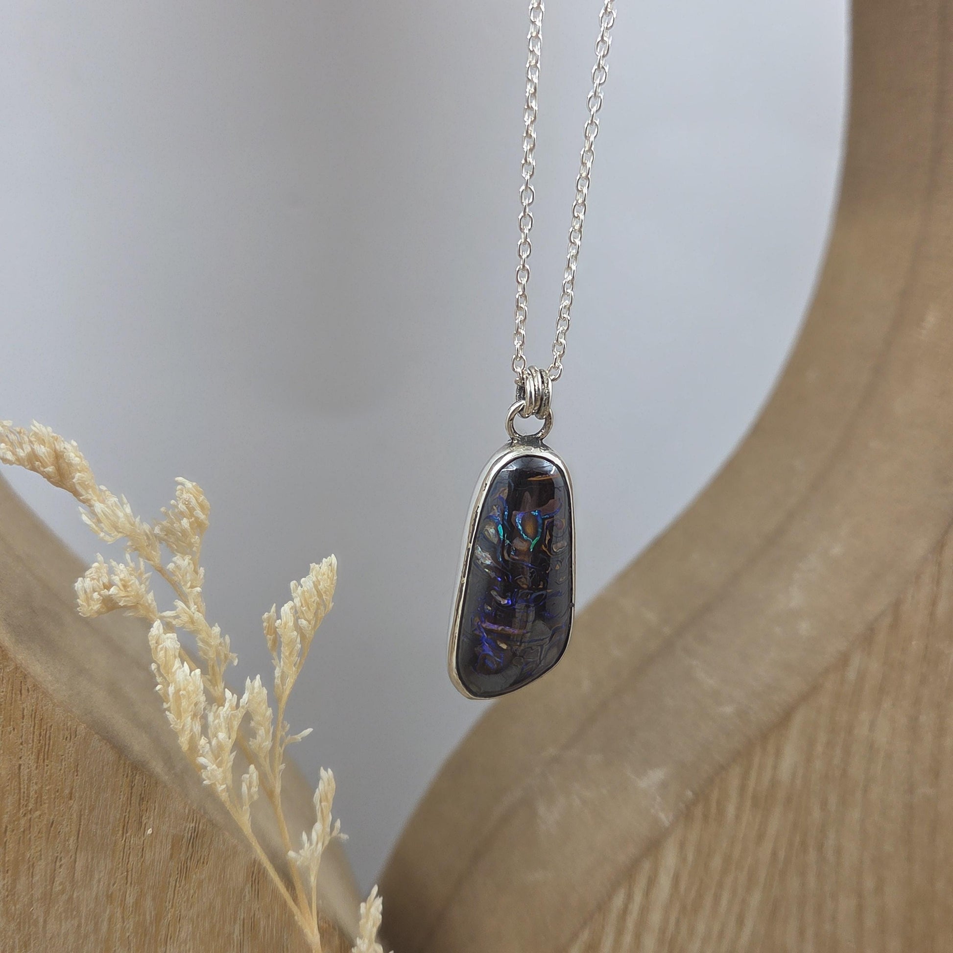 Handmade Sterling Silver Australian Boulder Opal Pendant Jones Stones