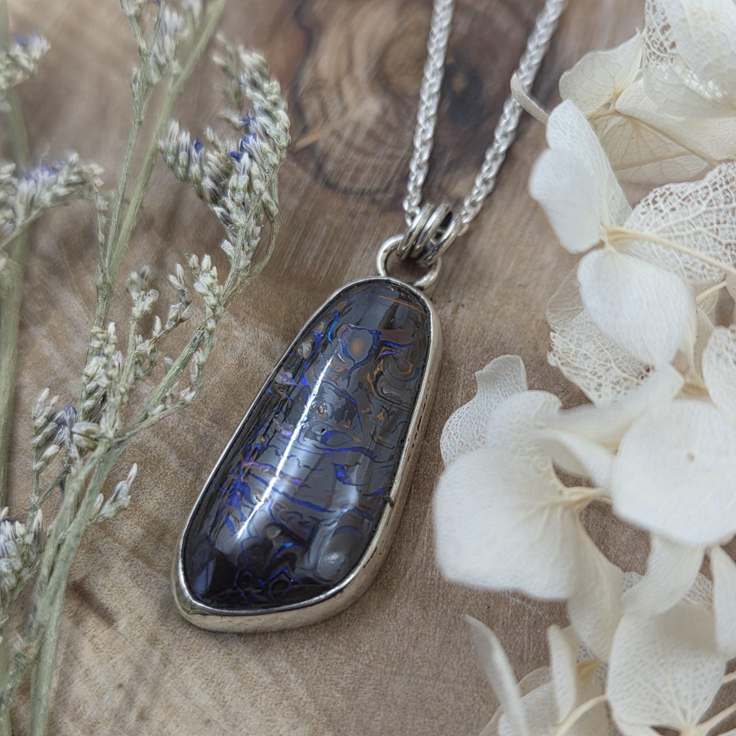 Handmade Sterling Silver Australian Boulder Opal Pendant Jones Stones