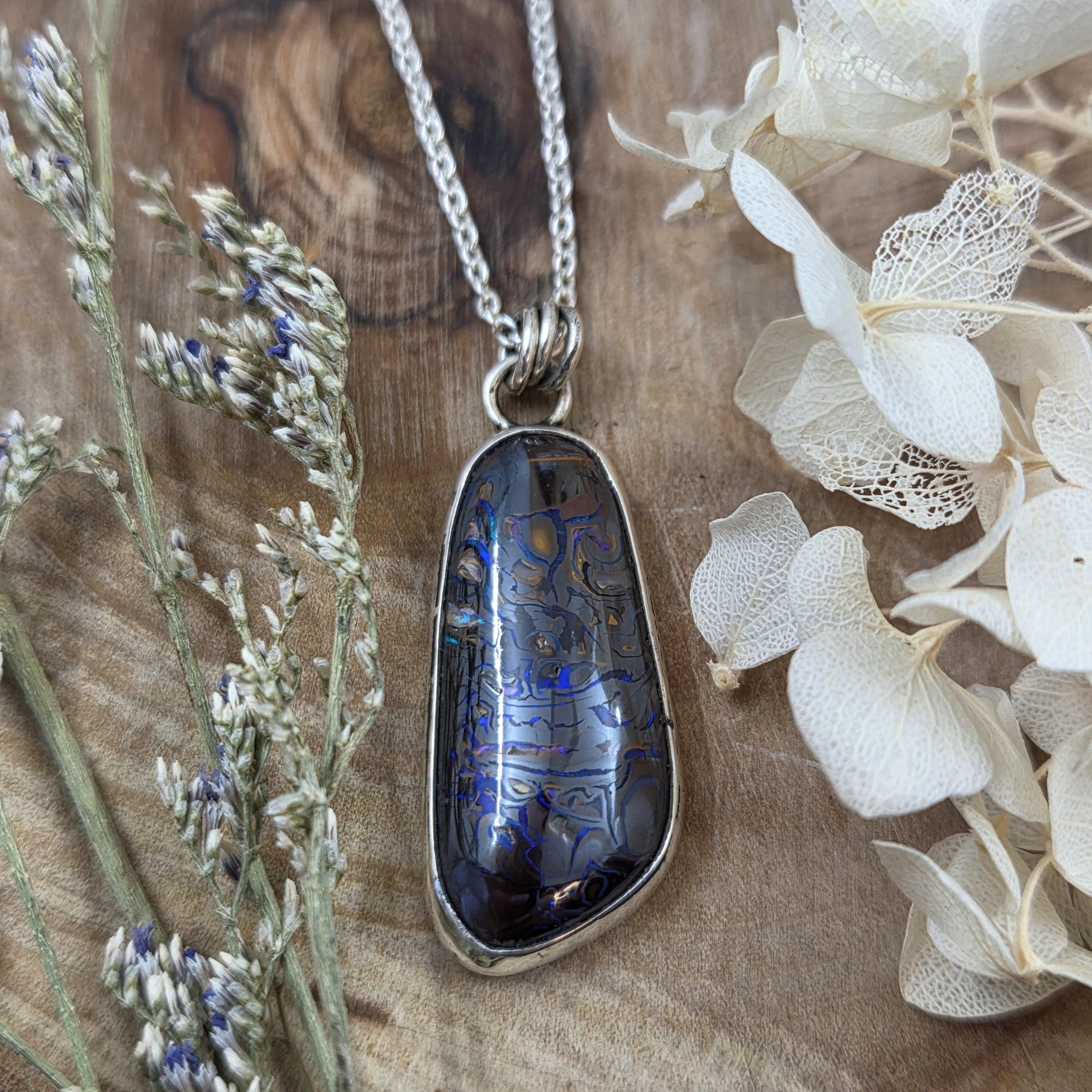 Handmade Sterling Silver Australian Boulder Opal Pendant Jones Stones