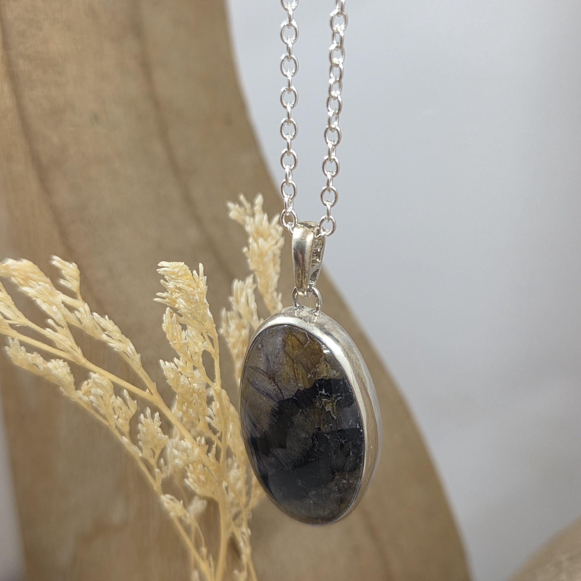 Blue John Pendant: Sterling Silver Derbyshire Fluorite Necklace Jones Stones