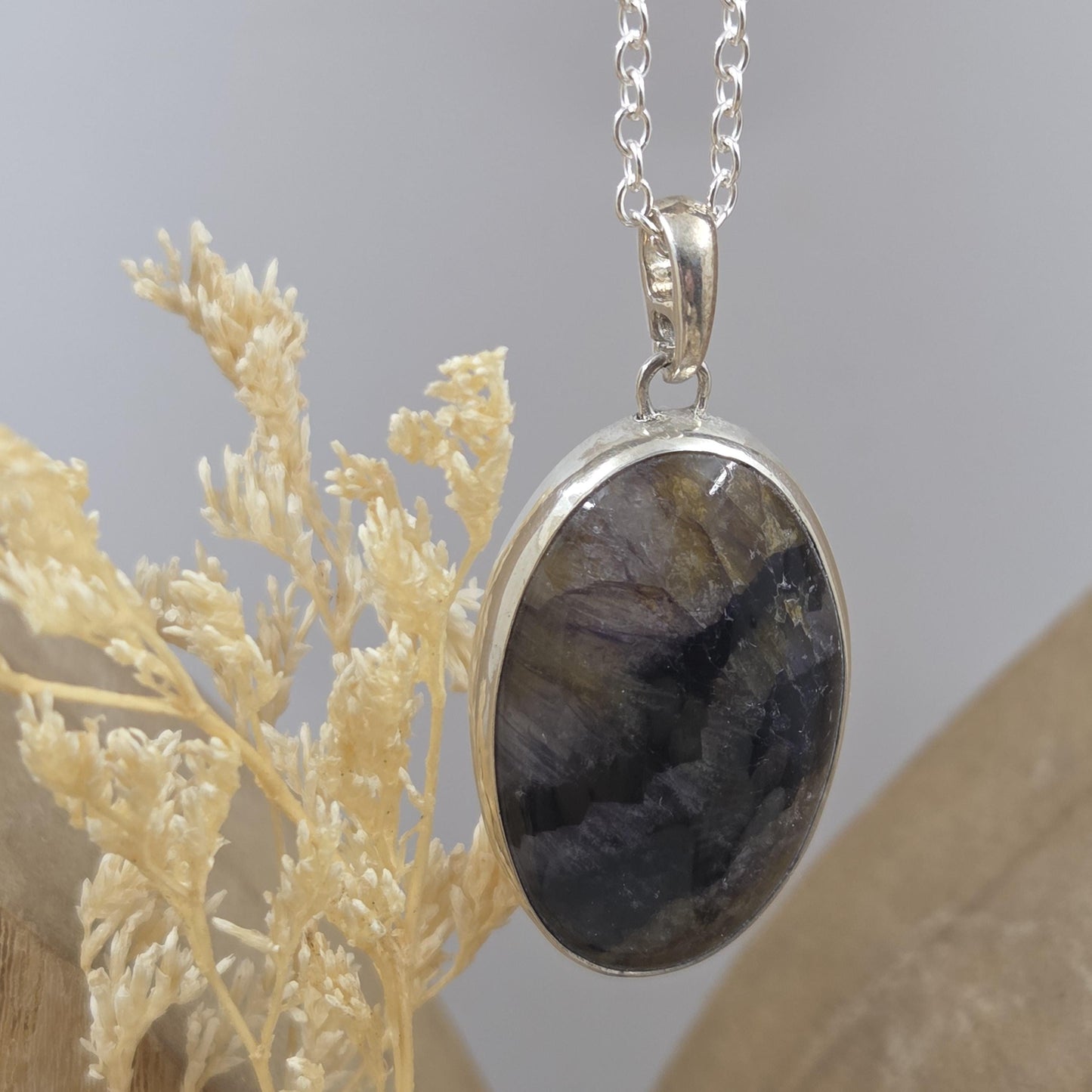 Blue John Pendant: Sterling Silver Derbyshire Fluorite Necklace Jones Stones