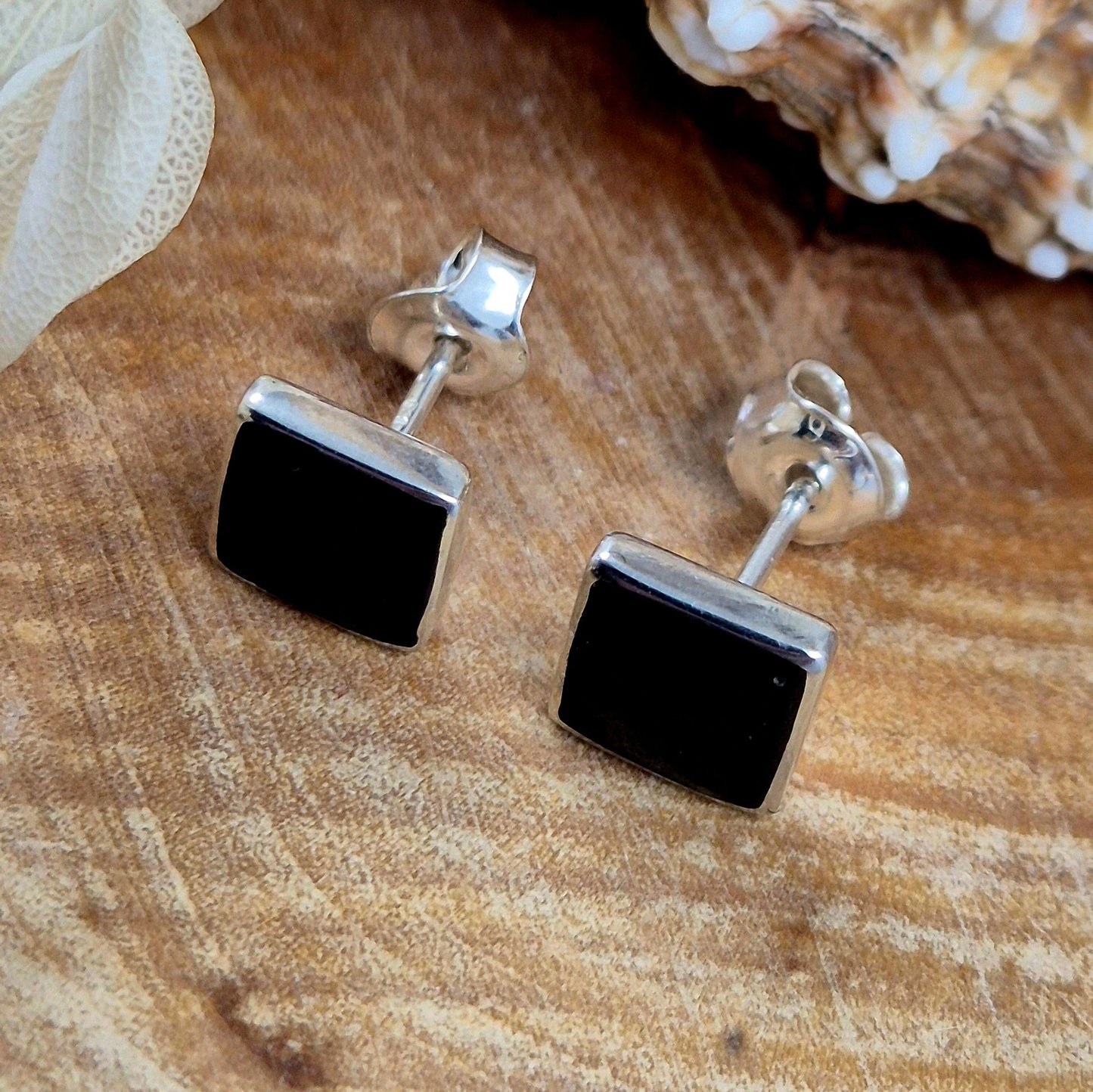 Sterling Silver Whitby Jet Square Studs | JSWJ005 Jones Stones