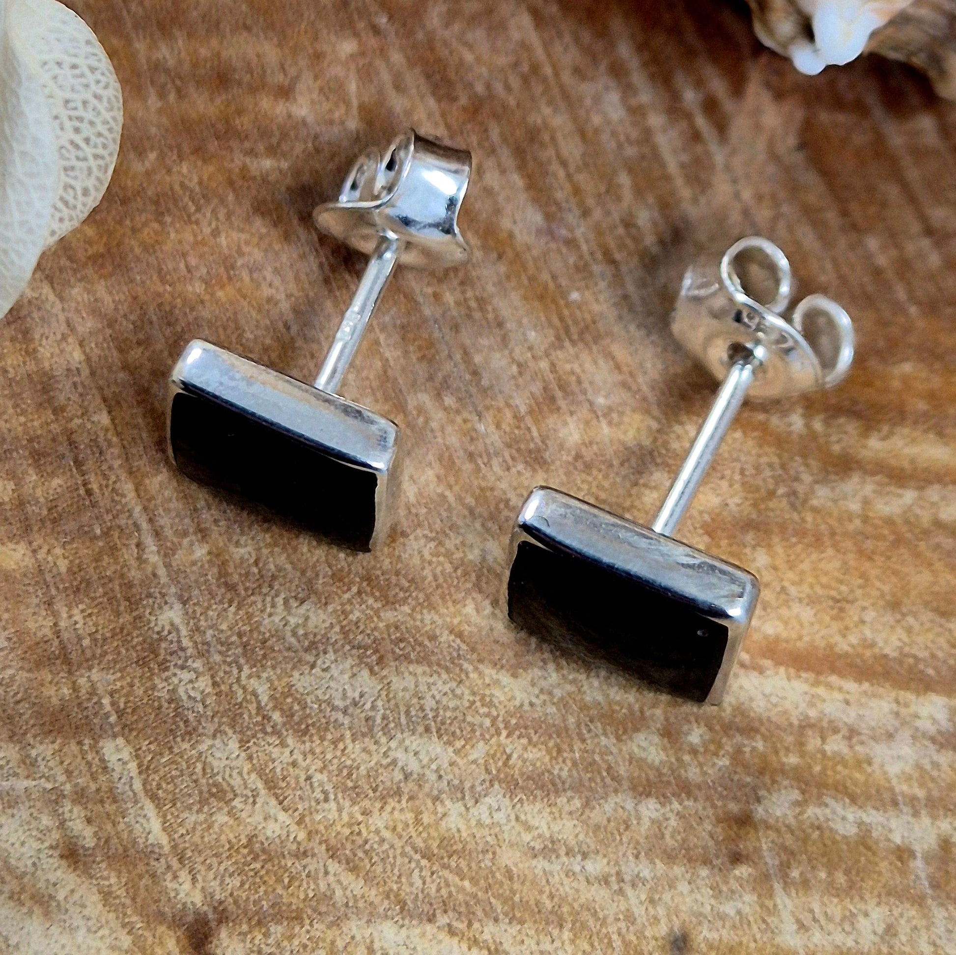 Sterling Silver Whitby Jet Square Studs | JSWJ005 Jones Stones