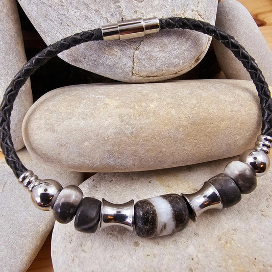 Leather Stone & Bead Bracelet - Jones Stones